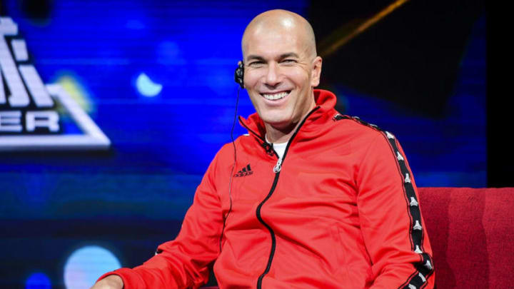 BEIJING, CHINA - NOVEMBER 29: Zinedine Zidane of France smiles in CHANEL 5 of China Center Television in the recording of TV programs on November 29, 2018 in Beijing, China. (Photo by DI YIN/Getty Images)