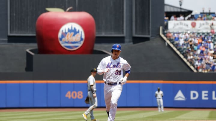 NEW YORK, NEW YORK - JULY 28: Michael Conforto #30 of the New York Mets runs the bases after his first inning two run home run against the Pittsburgh Pirates at Citi Field on July 28, 2019 in New York City. (Photo by Jim McIsaac/Getty Images)
