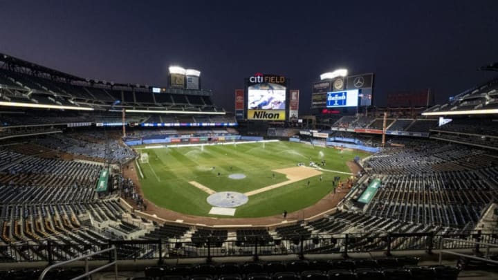 QUEENS, NY - OCTOBER 23: A wide shot of Citi Field with the pitch in the center before the 2019 MLS Cup Major League Soccer Eastern Conference Semifinal match between New York City FC and Toronto FC at Citi Field on October 23, 2019 in the Flushing neighborhood of the Queens borough of New York City. Toronto FC won the match with a score of 2 to 1 and advances to the Eastern Conference Finals. (Photo by Ira L. Black/Corbis via Getty Images)