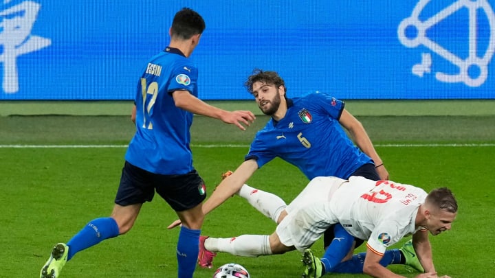 Italy are an effective pressing unit. (Photo by MATT DUNHAM/POOL/AFP via Getty Images)