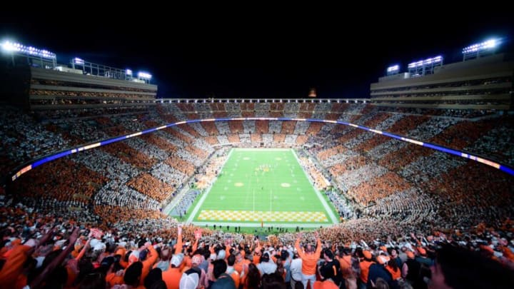 A view during an SEC football game between Tennessee and Ole Miss in a checkered Neyland Stadium in Knoxville, Tenn. on Saturday, Oct. 16, 2021.Kns Tennessee Ole Miss Football