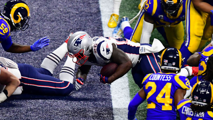 ATLANTA, GEORGIA - FEBRUARY 03: Sony Michel #26 (Photo by Scott Cunningham/Getty Images)
