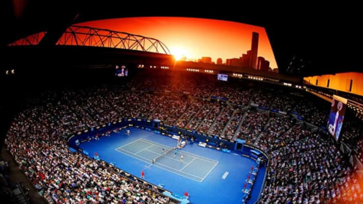 Jan 25, 2012; Melbourne, AUSTRALIA; A general view of Rod Laver Arena during the match between Novak Djokovic (SRB) and David Ferrer (ESP) on day ten of the 2012 Australian Open at Melbourne Park. Mandatory Credit: Matthias Hauer/GEPA via USA TODAY Sports