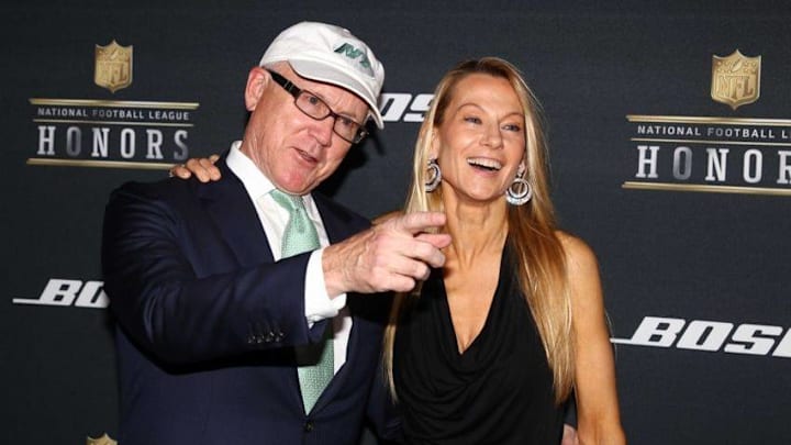 Feb 6, 2016; San Francisco, CA, USA; New York Jets owner Woody Johnson and wife Suzanne Johnson on the red carpet prior to the NFL Honors award ceremony at Bill Graham Civic Auditorium. Mandatory Credit: Mark J. Rebilas-USA TODAY Sports