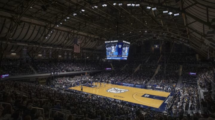 INDIANAPOLIS, IN - JANUARY 15: General view of the interior of Hinkle Fieldhouse seen during the Butler Bulldogs and Seton Hall Pirates game on January 15, 2020 in Indianapolis, Indiana. (Photo by Michael Hickey/Getty Images)