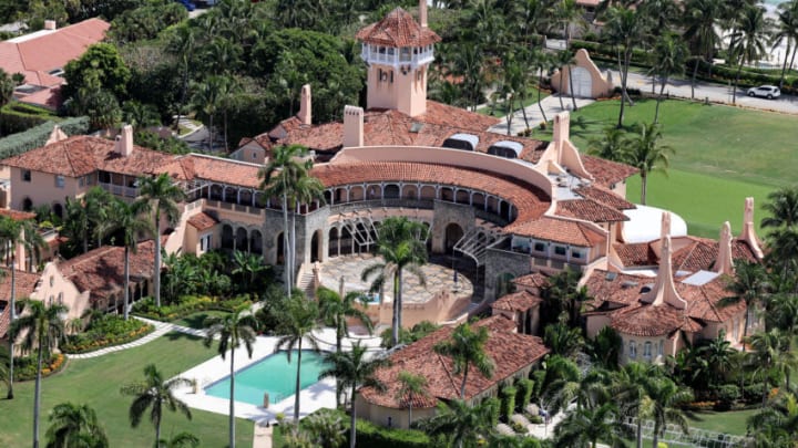 PALM BEACH, FLORIDA - SEPTEMBER 14: In this aerial view, former U.S. President Donald Trump's Mar-a-Lago estate is seen on September 14, 2022 in Palm Beach, Florida. Trump's legal team is currently negotiating with the Justice Department regarding the selection of a Special Master to review documents, some marked Top Secret, seized when the FBI searched the compound. (Photo by Joe Raedle/Getty Images)