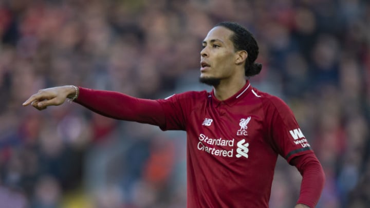 LIVERPOOL, ENGLAND - FEBRUARY 09: Virgil van Dijk of Liverpool during the Premier League match between Liverpool FC and AFC Bournemouth at Anfield on February 9, 2019 in Liverpool, United Kingdom. (Photo by Visionhaus/Getty Images)