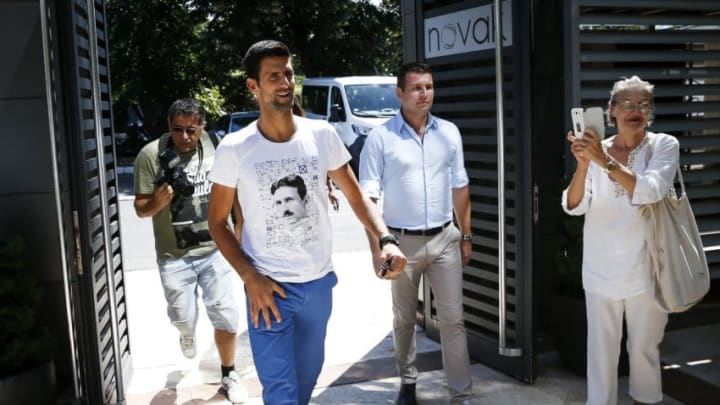 BELGRADE, SERBIA - JULY 26: Novak Djokovic speaks to the media during the press conference at Novak Tennis Center on July 26, 2017 in Belgrade, Serbia. Twelve-time Grand Slam champion Djokovic has said he will not play again in 2017 because of an elbow injury. (Photo by Srdjan Stevanovic/Getty Images)