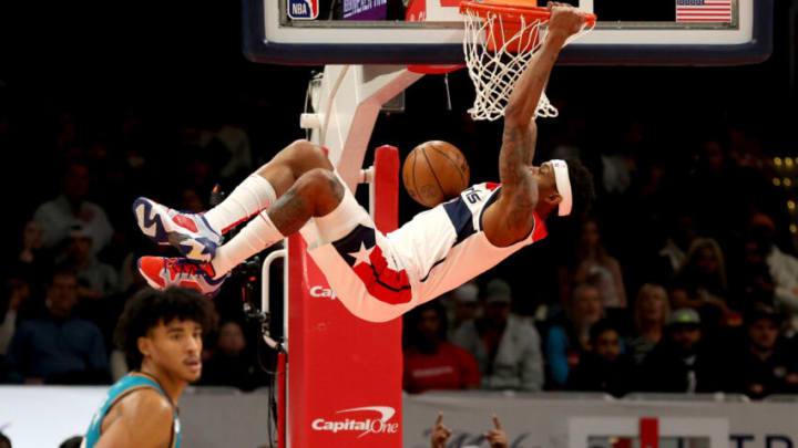 Bradely Beal of the Washington Wizards throws it down during game against the Detroit Pistons. (Photo by Rob Carr/Getty Images)