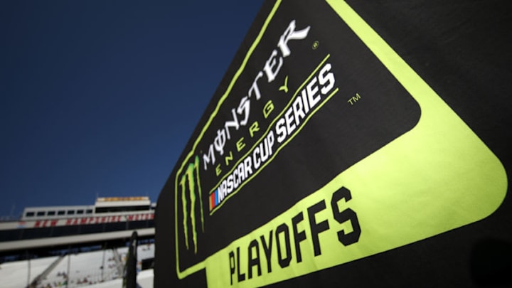 LOUDON, NH - SEPTEMBER 24: A Monster Energy NASCAR Cup Series Playoffs banner is seen prior to the Monster Energy NASCAR Cup Series ISM Connect 300 at New Hampshire Motor Speedway on September 24, 2017 in Loudon, New Hampshire. (Photo by Chris Graythen/Getty Images)