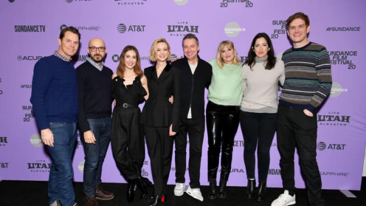 PARK CITY, UTAH - JANUARY 25: Jason Cassidy, Peter Kujawski, Alison Brie, Carey Mulligan, Robert Walak, Emerald Fennell, Kiska Higgs, and Bo Burnham attend the 2020 Sundance Film Festival - "Promising Young Woman" Premiere at The Marc Theatre on January 25, 2020 in Park City, Utah. (Photo by Dia Dipasupil/Getty Images)