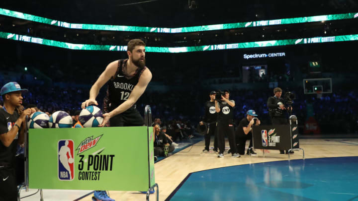 CHARLOTTE, NORTH CAROLINA - FEBRUARY 16: Joe Harris #12 of the Brooklyn Nets prepares to shoot during the MTN DEW 3-Point Contest as part of the 2019 NBA All-Star Weekend at Spectrum Center on February 16, 2019 in Charlotte, North Carolina. (Photo by Streeter Lecka/Getty Images)