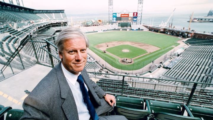 Nick Lammers/staff 3/27/00 tribune newsGiants owner Peter Magowan is proud of his new baby--PacBell Park(Digital First Media Group/Bay Area News via Getty Images)