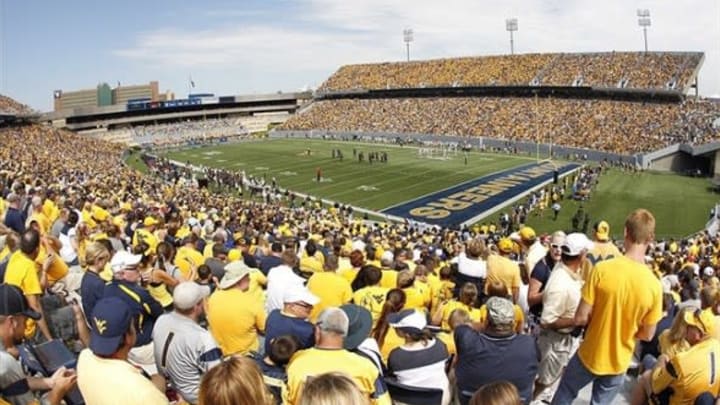 Aug 31, 2013; Morgantown, WV, USA; General view as the West Virginia Mountaineers play the William