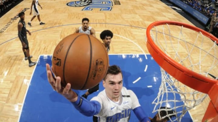 ORLANDO, FL – MARCH 28: Mario Hezonja #8 of the Orlando Magic shoots the ball against the Brooklyn Nets on March 28, 2018 at Amway Center in Orlando, Florida. Copyright 2018 NBAE (Photo by Fernando Medina/NBAE via Getty Images)