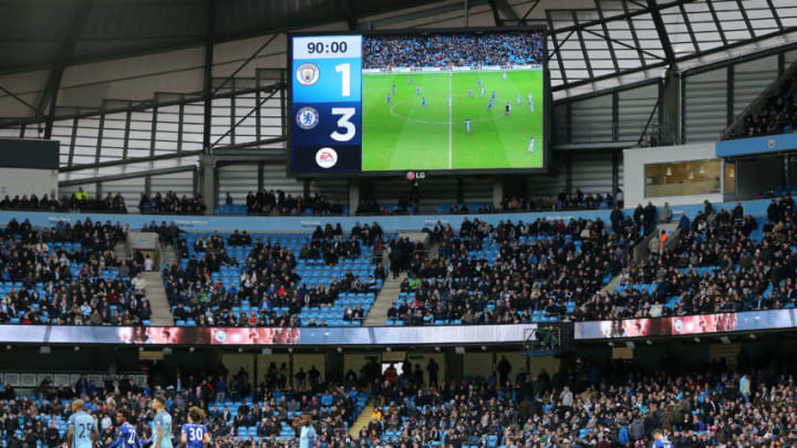 MANCHESTER, ENGLAND - DECEMBER 03: The scoreboard at full time during the Premier League match between Manchester City and Chelsea at Etihad Stadium on December 3, 2016 in Manchester, England. (Photo by James Baylis - AMA/Getty Images)