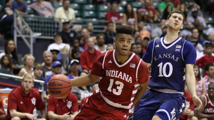 Juwan Morgan #13 of the Indiana Hoosiers. (Photo by Darryl Oumi/Getty Images)
