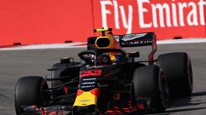 SOCHI, RUSSIA - SEPTEMBER 29: Max Verstappen of the Netherlands driving the (33) Aston Martin Red Bull Racing RB14 TAG Heuer on track during final practice for the Formula One Grand Prix of Russia at Sochi Autodrom on September 29, 2018 in Sochi, Russia. (Photo by Charles Coates/Getty Images)