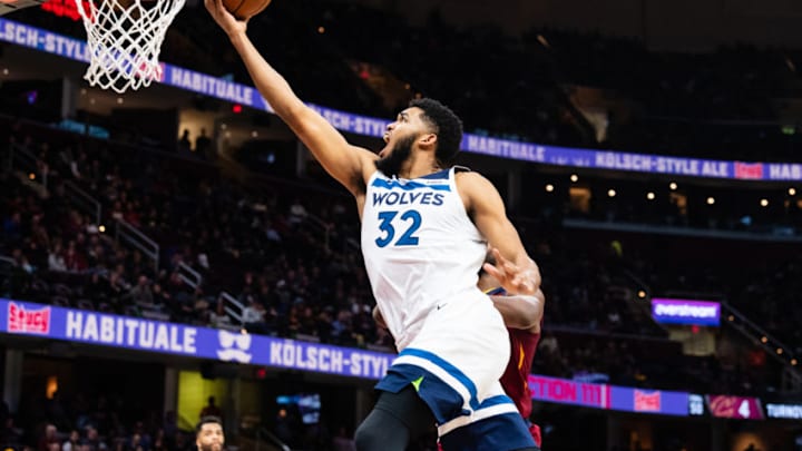 CLEVELAND, OH - NOVEMBER 26: Karl-Anthony Towns #32 of the Minnesota Timberwolves. (Photo by Jason Miller/Getty Images)