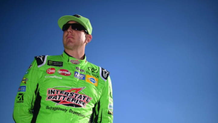 LOUDON, NH – JULY 20: Kyle Busch, driver of the #18 Interstate Batteries Toyota, stands on the grid during qualifying for the Monster Energy NASCAR Cup Series Foxwoods Resort Casino 301 at New Hampshire Motor Speedway on July 20, 2018 in Loudon, New Hampshire. (Photo by Jared C. Tilton/Getty Images)