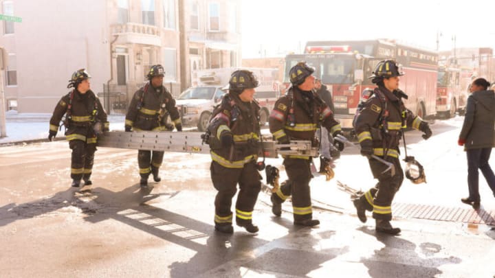 CHICAGO FIRE -- "Hot and Fast" Episode 1016 -- Pictured: (l-r) Alberto Rosende as Blake Gallo, Anthony Ferraris as Tony, Randy Flagler as Harold Capp, Miranda Rae Mayo as Stella Kidd -- (Photo by: Adrian S. Burrows Sr./NBC)