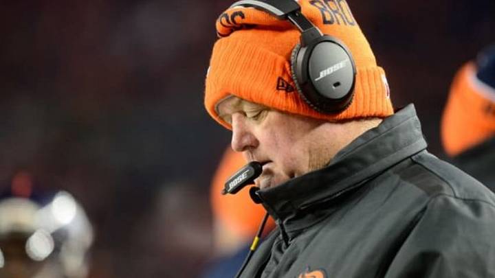 Dec 28, 2015; Denver, CO, USA; Denver Broncos defensive coordinator Wade Phillips on his sidelines in the first quarter against the Cincinnati Bengals at Sports Authority Field at Mile High. Mandatory Credit: Ron Chenoy-USA TODAY Sports