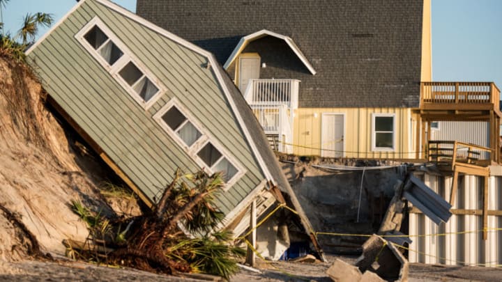 VILANO BEACH, FL - SEPTEMBER 13: A beachfront home shows damage from Hurricane Irma on September 13, 2017 in Vilano Beach, Florida. Nearly 4 million people remained without power more than two days after Irma swept through the state. (Photo by Sean Rayford/Getty Images)