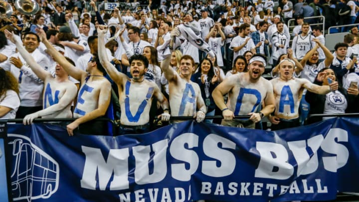 RENO, NEVADA - FEBRUARY 23: Nevada Wolf Pack fans cheer as the Nevada Wolf Pack scores against the Fresno State Bulldogs at Lawlor Events Center on February 23, 2019 in Reno, Nevada. (Photo by Jonathan Devich/Getty Images)