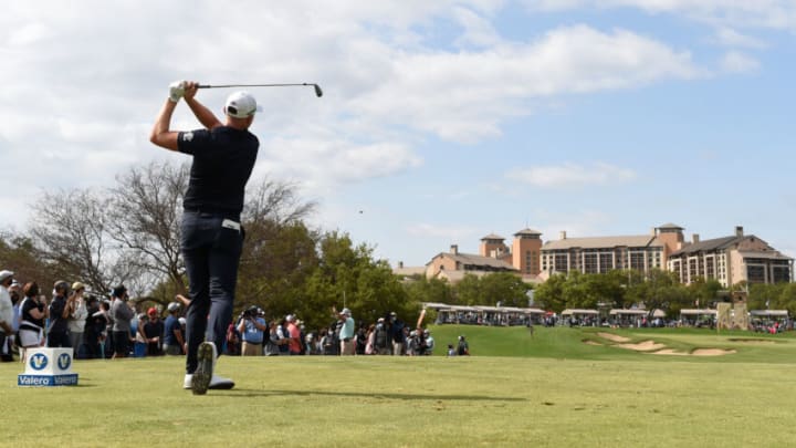 SAN ANTONIO, TEXAS - APRIL 04: Matt Wallace of England plays his shot from the 16th tee during the final round of Valero Texas Open at TPC San Antonio Oaks Course on April 04, 2021 in San Antonio, Texas. (Photo by Steve Dykes/Getty Images)