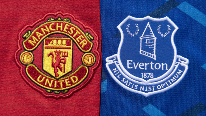 Manchester United and Everton club crests (Photo by Visionhaus)