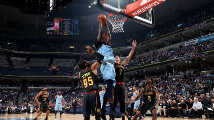 MEMPHIS, TN - OCTOBER 19: JaMychal Green #0 of the Memphis Grizzlies shoots the ball against the Atlanta Hawks during a game on October 19, 2018 at FedExForum in Memphis, Tennessee. NOTE TO USER: User expressly acknowledges and agrees that, by downloading and/or using this Photograph, user is consenting to the terms and conditions of the Getty Images License Agreement. Mandatory Copyright Notice: Copyright 2018 NBAE (Photo by Joe Murphy/NBAE via Getty Images)
