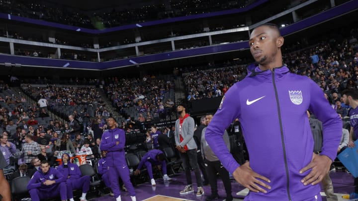 SACRAMENTO, CA – DECEMBER 1: Harry Giles #20 of the Sacramento Kings looks on during the game against the Indiana Pacers on December 1, 2018 at Golden 1 Center in Sacramento, California. NOTE TO USER: User expressly acknowledges and agrees that, by downloading and or using this photograph, User is consenting to the terms and conditions of the Getty Images Agreement. Mandatory Copyright Notice: Copyright 2018 NBAE (Photo by Rocky Widner/NBAE via Getty Images)