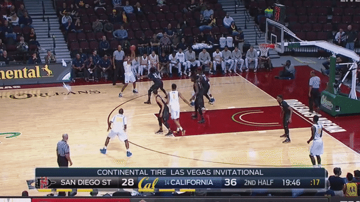 Cal vs San Diego State - Brown good dropstep, uses elbow to create space, low post offense