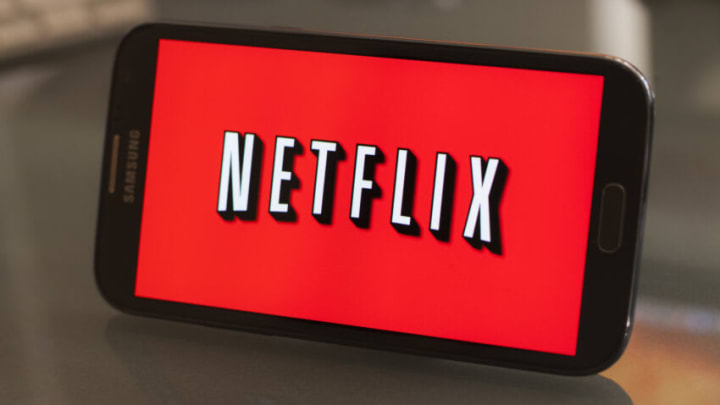 The Netflix logo on a mobile phone. Netflix streams media to over 50 million subscribers globally. (Photo by Ted Soqui/Corbis via Getty Images)