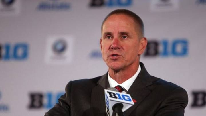 Jul 28, 2014; Chicago, IL, USA; Wisconsin Badgers head coach Gary Andersen addresses the media during the Big Ten football media day at Hilton Chicago. Mandatory Credit: Jerry Lai-USA TODAY Sports Jul 28, 2014; Chicago, IL, USA; Wisconsin Badgers head coach Gary Andersen addresses the media during the Big Ten football media day at Hilton Chicago. Mandatory Credit: Jerry Lai-USA TODAY Sports