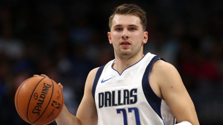 DALLAS, TEXAS - OCTOBER 14: Luka Doncic #77 of the Dallas Mavericks during a preseason game at American Airlines Center on October 14, 2019 in Dallas, Texas. (Photo by Ronald Martinez/Getty Images)