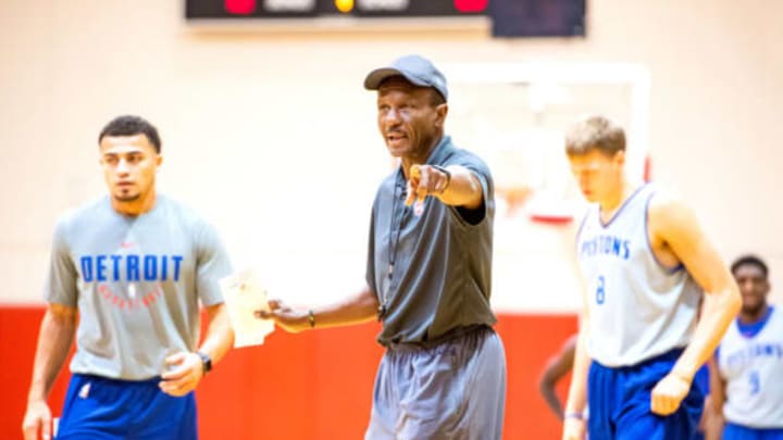 AUBURN HILLS, MI – OCTOBER 9: Head Coach Dwane Casey is seen during the Detroit Pistons All Access Team Practice at the Detroit Pistons Practice Facility on October 9, 2018 in Auburn Hills, Michigan. NOTE TO USER: User expressly acknowledges and agrees that, by downloading and or using this photograph, User is consenting to the terms and conditions of the Getty Images License Agreement. Mandatory Copyright Notice: Copyright 2018 NBAE (Photo by Chris Schwegler/NBAE via Getty Images)