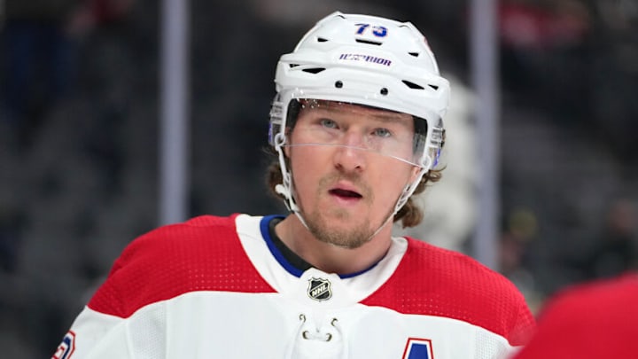 Jan 11, 2022; Las Vegas, Nevada, USA; Montreal Canadiens Tyler Toffoli. Mandatory Credit: Stephen R. Sylvanie-USA TODAY Sports