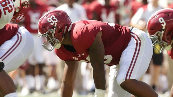 Sep 10, 2016; Tuscaloosa, AL, USA; Alabama Crimson Tide defensive lineman Jonathan Allen (93) at Bryant-Denny Stadium. Mandatory Credit: Marvin Gentry-USA TODAY Sports