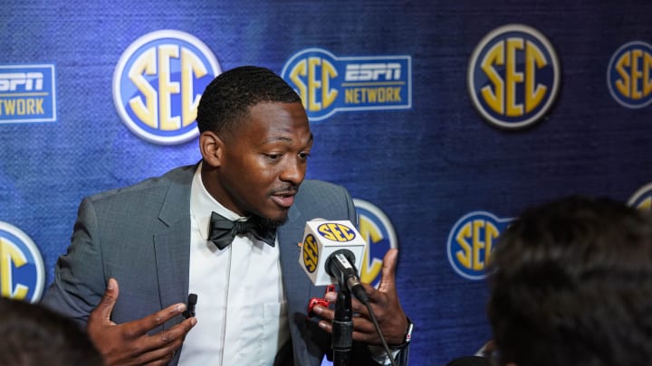 Jul 21, 2022; Atlanta, GA, USA; Tennessee Volunteers quarterback Hendon Hooker speaks to the media during SEC Media Days at the College Football Hall of Fame. Mandatory Credit: Dale Zanine-USA TODAY Sports