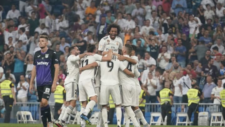 SANTIAGO BERNABEU, MADRID, SPAIN - 2018/09/01: Real Madrid team celebrates after scoring during the La Liga match between Real Madrid and CD Leganes at Santiago Bernabeu Stadium in Madrid, Spain. (Photo by Manu Reino/SOPA Images/LightRocket via Getty Images)