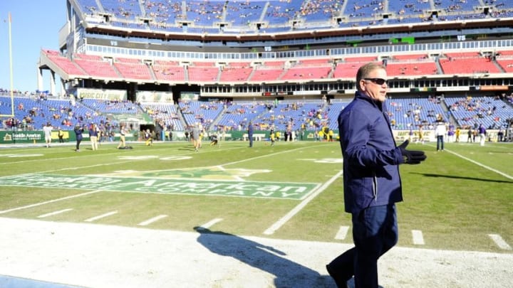 Dec 30, 2014; Nashville, TN, USA; Notre Dame Fighting Irish head coach Brian Kelly prior to the game against the LSU Tigers in the Music City Bowl at LP Field. Mandatory Credit: Christopher Hanewinckel-USA TODAY Sports