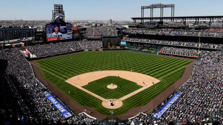 DENVER, CO - APRIL 22: The Colorado Rockies play the Chicago Cubs at Coors Field on April 22, 2018 in Denver, Colorado. (Photo by Matthew Stockman/Getty Images)