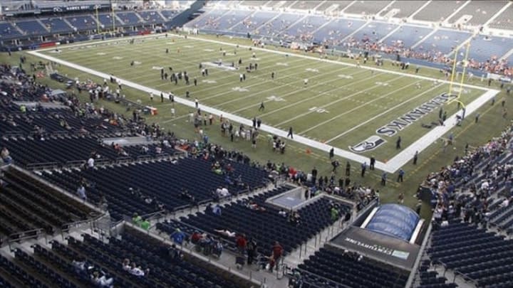 Aug 17, 2013; Seattle, WA, USA; Overall view of CenturyLink Field before a preseason game between the Denver Broncos and Seattle Seahawks. Mandatory Credit: Joe Nicholson-USA TODAY Sports