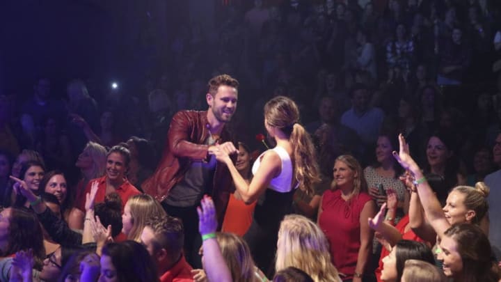 THE BACHELOR - "Episode 2104" - Level-headed Vanessa turns fierce as she confronts Nick about his behavior and intentions when it comes to Corinne. Two unsuspecting women are sent home that night at the rose ceremony. The remaining bachelorettes are headed to Nick's hometown of Waukesha, Wisconsin, to get a close-up look at where he grew up. One hopeful bachelorette takes a stroll down memory lane with Nick, and they unexpectedly run into someone from his past. A romantic dinner leads to a surprise concert by new country star Chris Lane. Thirteen women get to test their skills as ranch hands for a down-home date on a local farm, but not all the ladies feel at home. The final one-on-one date goes to a lovely small-town bachelorette. Their day of family fun culminates with an intimate dinner and the usually shy woman reveals a fiery side Nick has not seen before. After weeks of tension, some of the bachelorettes have it out at the cocktail party- insults fly! Do they want to win Nick's heart or just win? Find out on "The Bachelor," MONDAY, JANUARY 23 (8:00-10:01 p.m. EST), on the ABC Television Network. (ABC/George Burns)NICK VIALL, DANIELLE L.