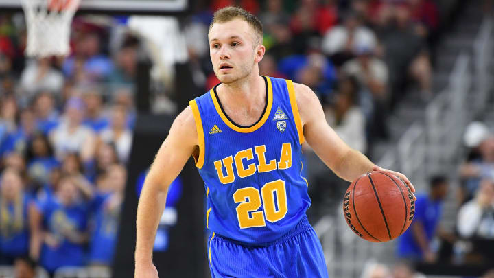 Mar 10, 2017; Las Vegas, NV, USA; UCLA Bruins guard Bryce Alford (20) dribbles during a Pac-12 Conference Tournament game against the Arizona Wildcats at T-Mobile Arena. Mandatory Credit: Stephen R. Sylvanie-USA TODAY Sports