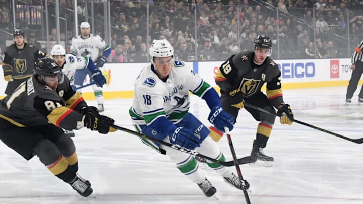 Jake Virtanen #18 of the Vancouver Canucks (Photo by Ethan Miller/Getty Images)