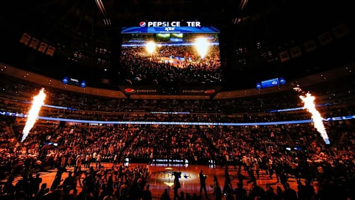Mar 2, 2016; Denver, CO, USA; A general view of the Pepsi Center during player introductions prior to the game between the Denver Nuggets and the Los Angeles Lakers. Mandatory Credit: Isaiah J. Downing-USA TODAY Sports