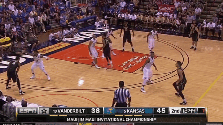 Vanderbilt vs Kansas - Baldwin attacking/scoring off dribble, good body control to hang/adjust in air and finish