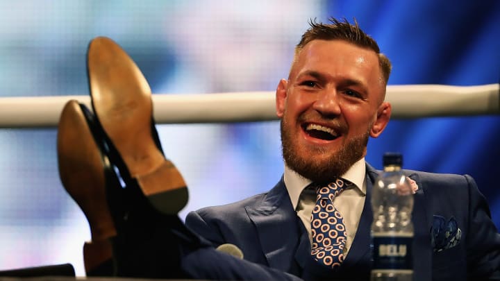 LONDON, ENGLAND – JULY 14: Conor McGregor looks on during the Floyd Mayweather Jr. v Conor McGregor World Press Tour at SSE Arena on July 14, 2017 in London, England. (Photo by Matthew Lewis/Getty Images)